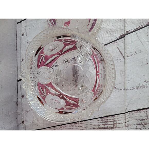 Anne Hutte Bleikristall Lead Crystal Cranberry Candy Dish Made n Germany - Picture 9 of 15